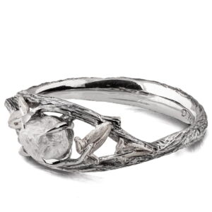 Raw Diamond Twig and Ivy Leaves Ring White Gold Catalogue
