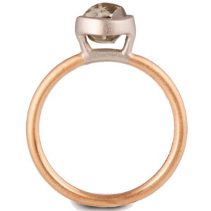 Minimalistic Raw Diamond Solitaire Engagement Ring Rose Gold and Platinum Catalogue