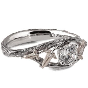 Nature inspired Ivy Leaf Engagement Diamond Ring White Gold