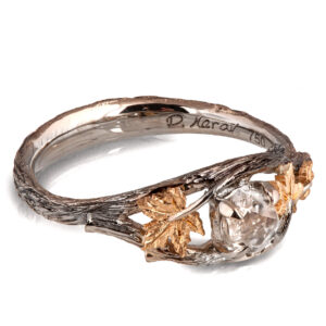 Twig and Maple Leaf Raw Diamond Ring Rose Gold Catalogue