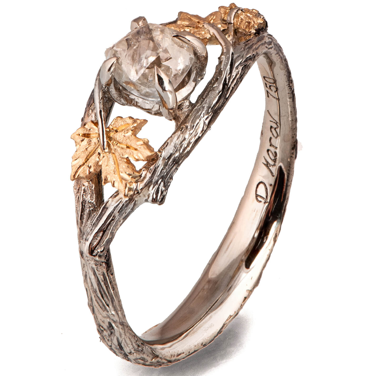Raw Diamond Engagement Ring, Tree Leaf Diamond Ring – JadedDesignNYC