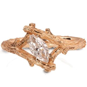 Marquise Moissanite Twig Engagment Ring Rose Gold Catalogue