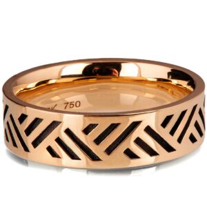 Textured Geometric Black and Rose Gold Wedding Band Catalogue