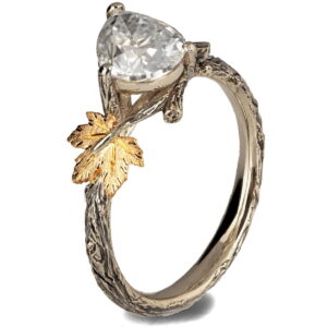 Twig and Maple Leaf Engagement Ring White Gold and 2ct Moissanite Catalogue