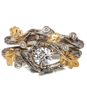 Twig and Oak Leaf Bridal Set Yellow Gold and Diamond Catalogue