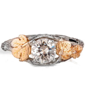 Twig and Fig Leaves Engagement Ring Platinum and Diamond