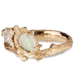 Solid Gold Opal and Diamonds Cluster Twig Ring Catalogue