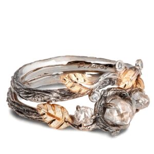 Raw Diamond Twig Bridal Set Platinum and Rose Gold Catalogue