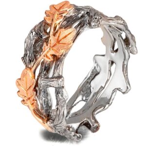 Twig and Oak Leaves Wedding Band Platinum and Rose Gold Catalogue