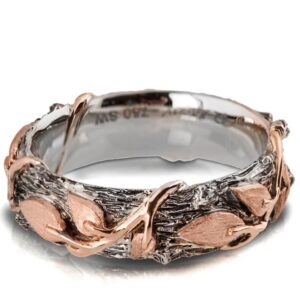 Twig and Leaves Wedding Band Platinum and Rose Gold Catalogue