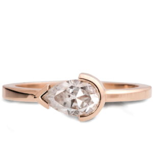 Rose Gold Horizontal Set Pear-Shaped Minimalistic Diamond Engagement Ring