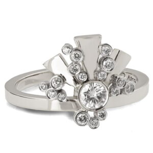 Sun Ring, Multi-Stone Diamond Ring Made of White Gold Catalogue
