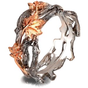 Twig and Maple Leaves Wedding Band Rose Gold Catalogue