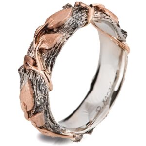 Twig and Leaves Wedding Band Platinum and Rose Gold Catalogue