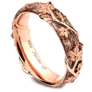 Black and Rose Gold Twig and Maple Leaves Wedding Band Catalogue