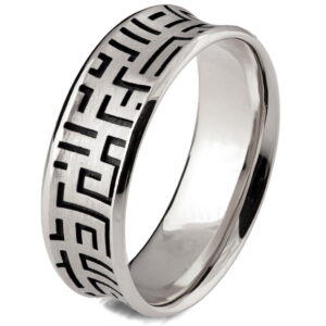 Textured Black and White Gold Maze Wedding Band Catalogue