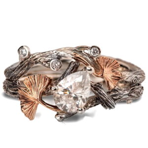 Twig and Ginkgo Leaf Bridal Set Rose Gold and Diamond Catalogue