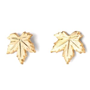 Small Maple Leaf Stud Earrings - 14K Yellow Gold
