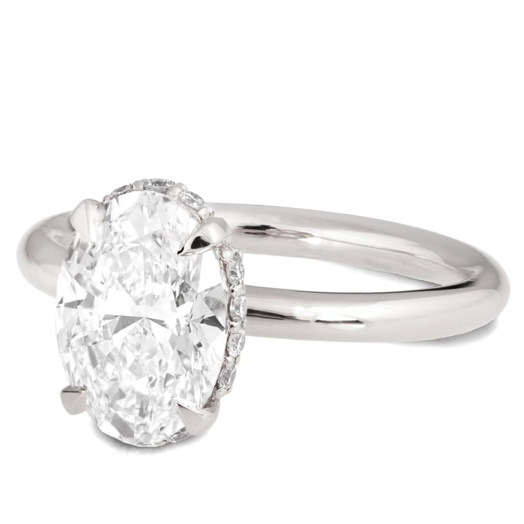 2ct Hidden Halo Oval Diamond Engagement Ring