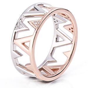 Unique Two Toned Diamonds Wedding Band