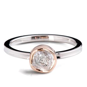 Raw Diamond Engagement Ring Rose Gold