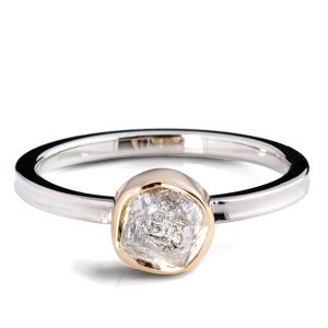 Raw Diamond Engagement Ring Yellow Gold