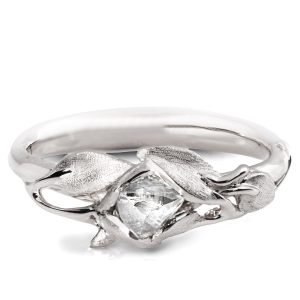 Raw Diamond Leaves Engagement Ring Platinum 6