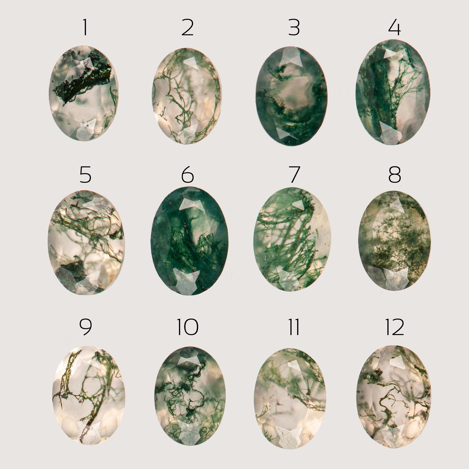 Oak Leaf Green Moss Agate Bridal Set Rose Gold - Doron Merav
