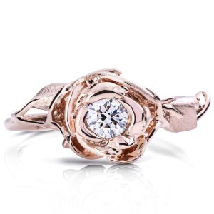 Rose Engagement Ring #4 Rose Gold and Diamond
