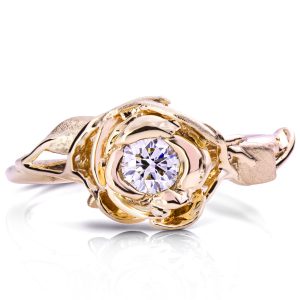 Rose Engagement Ring #4 Yellow Gold and Diamond