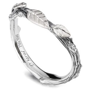 Twig and Leaf Wedding Band White Gold 11