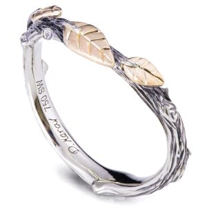 Twig and Leaf Wedding Band Yellow Gold 11