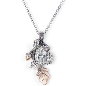 Black Twig and Oak Leaves Diamonds Pendant