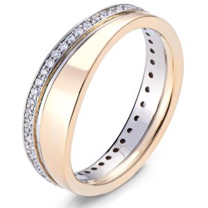 Unique Two Tone Wave Diamonds Wedding Band