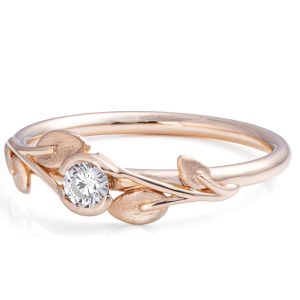 Leaves Engagement Ring #14 Rose Gold and Diamond
