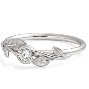 Leaves Engagement Ring #14 White Gold and Diamond